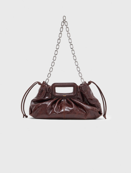 Crackled leather Milpli pouch Dark Brown