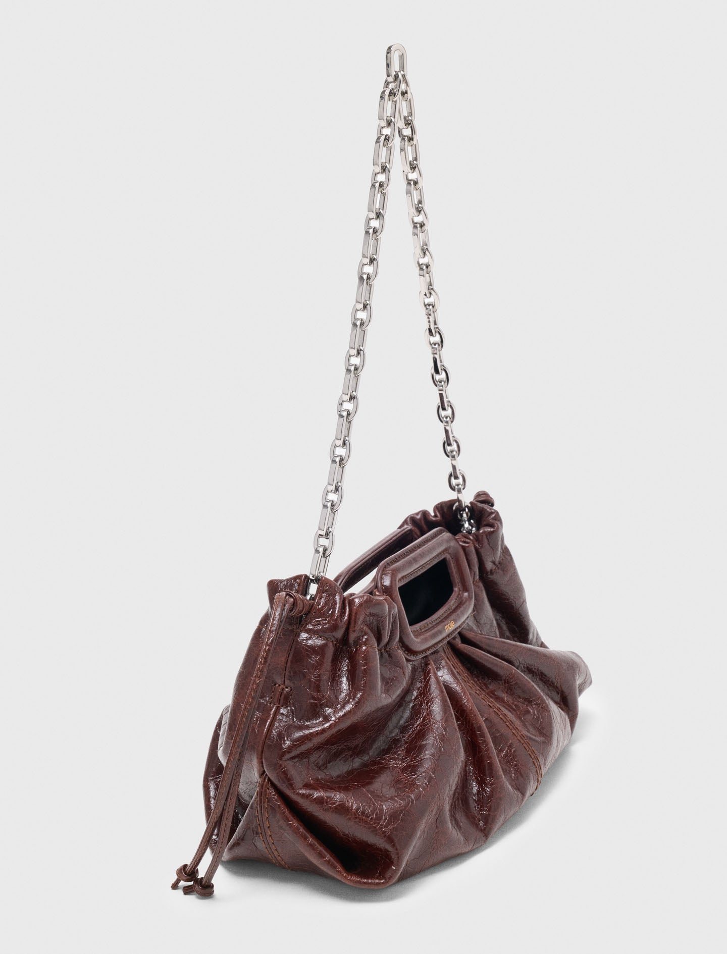Crackled leather Milpli pouch Dark Brown