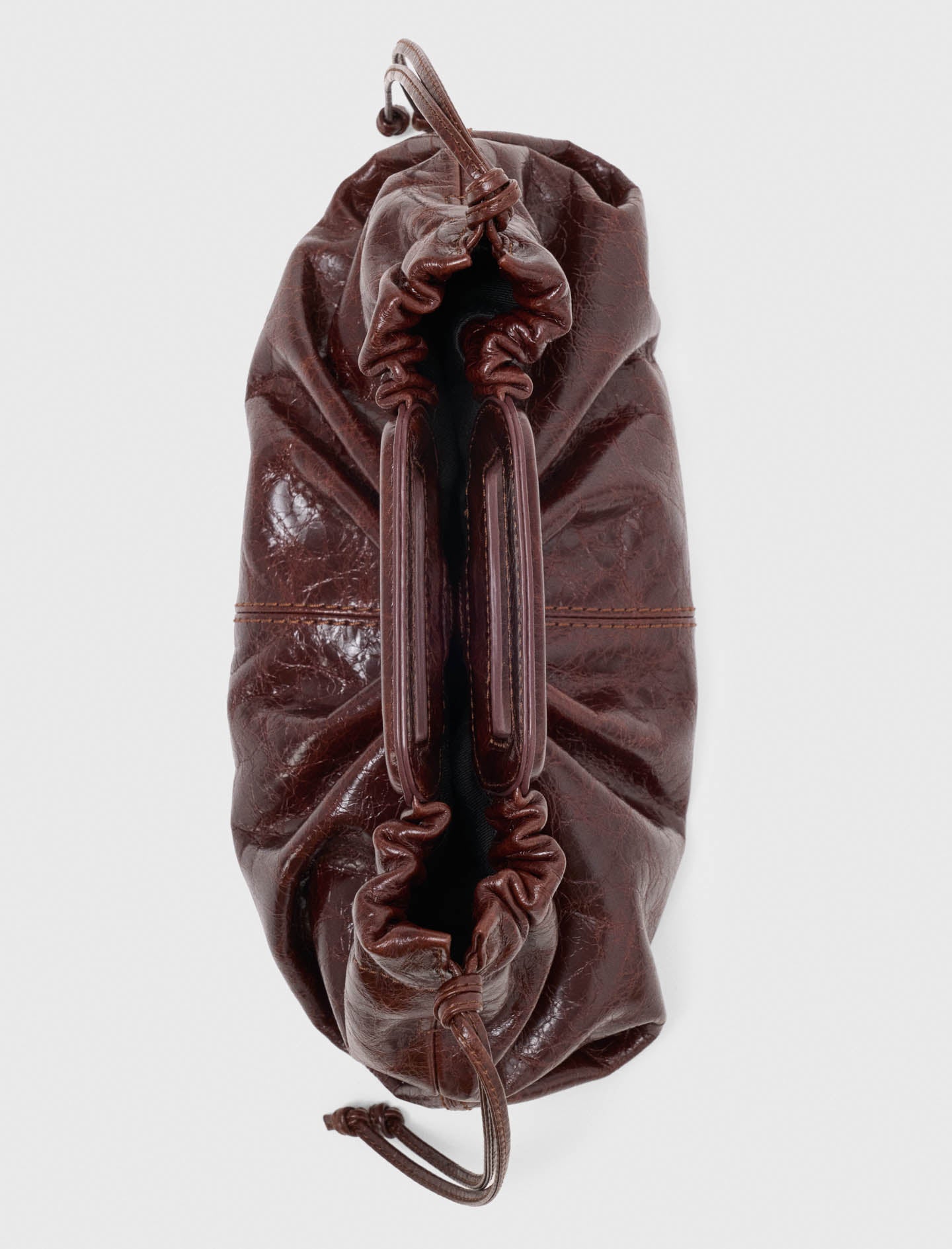 Crackled leather Milpli pouch Dark Brown