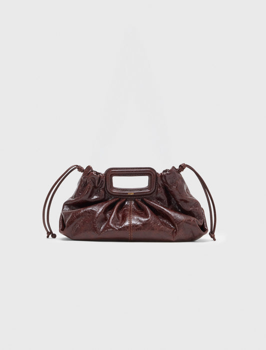 Crackled leather Milpli pouch Dark Brown