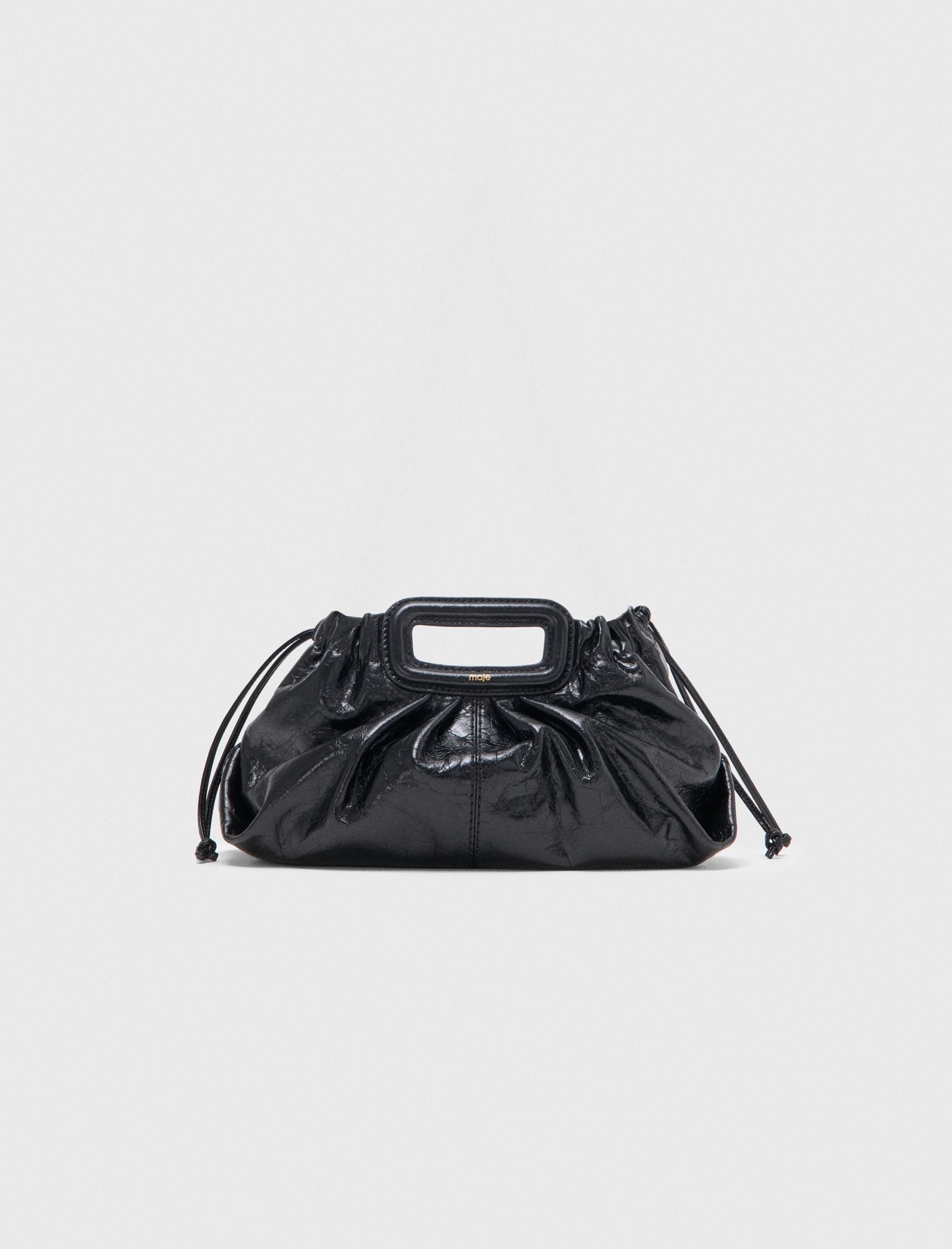 Crackled leather Milpli pouch Black