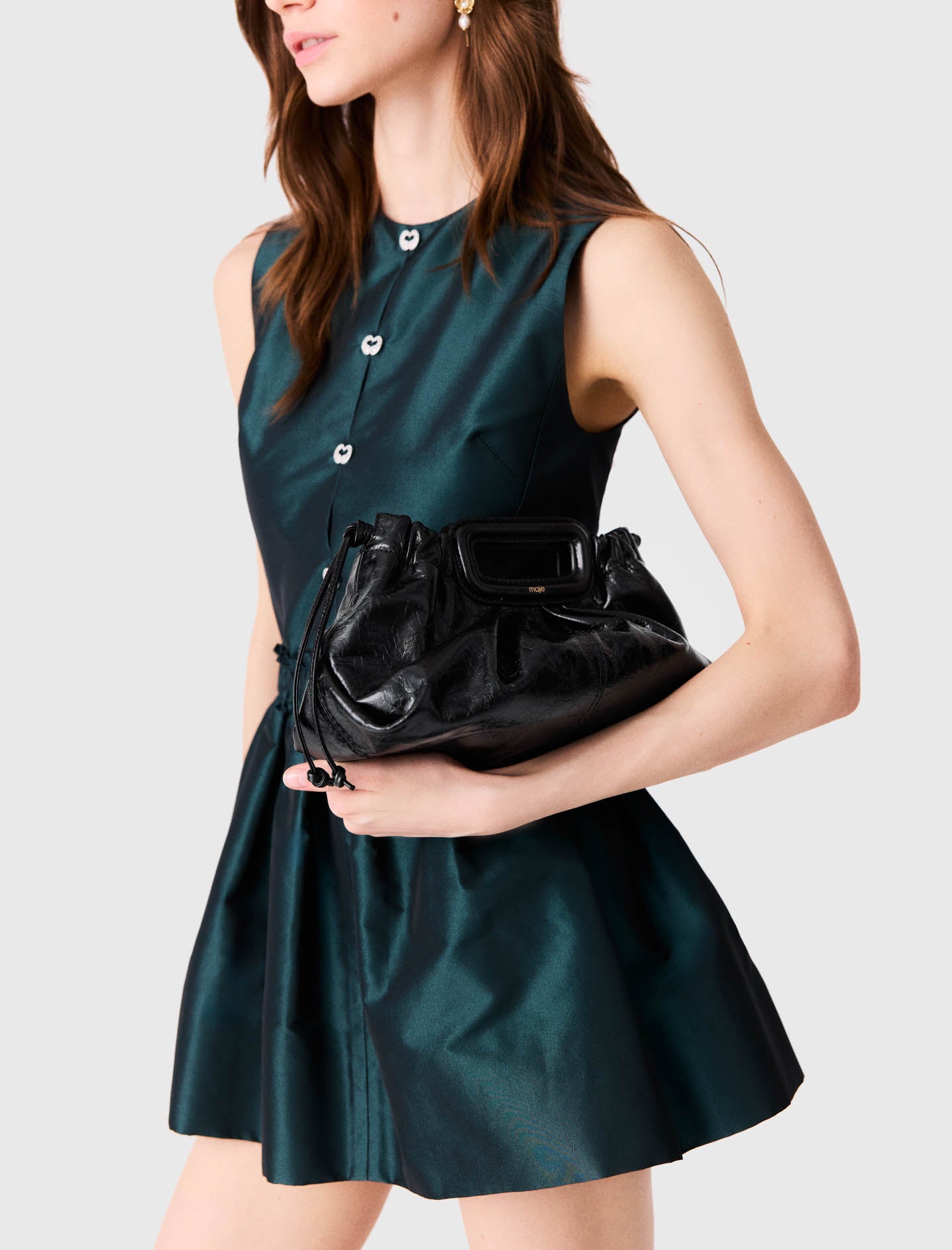Crackled leather Milpli pouch Black