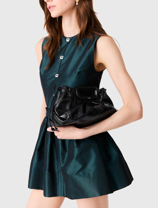 Crackled leather Milpli pouch Black