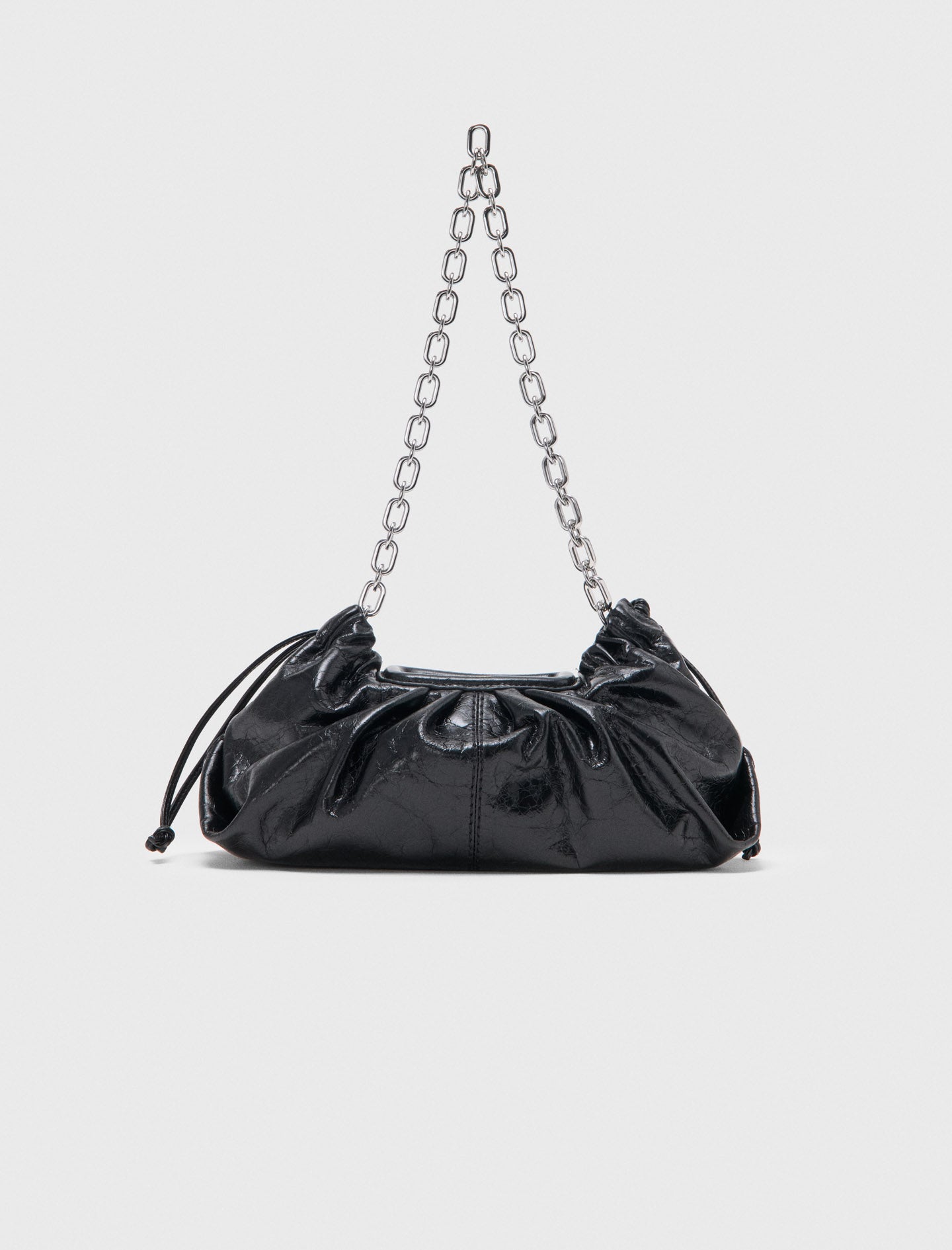 Crackled leather Milpli pouch Black