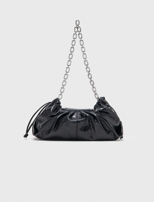 Crackled leather Milpli pouch Black