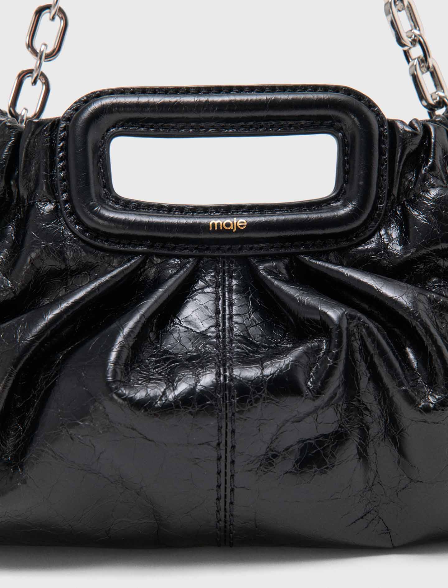 Crackled leather Milpli pouch Black