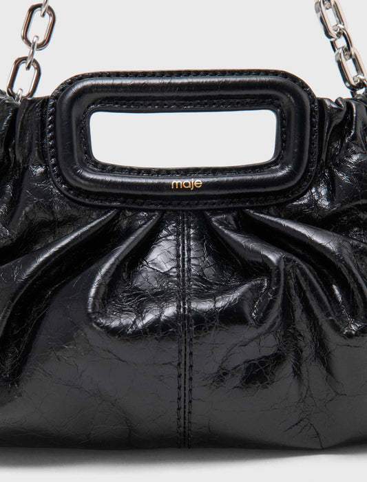 Crackled leather Milpli pouch Black
