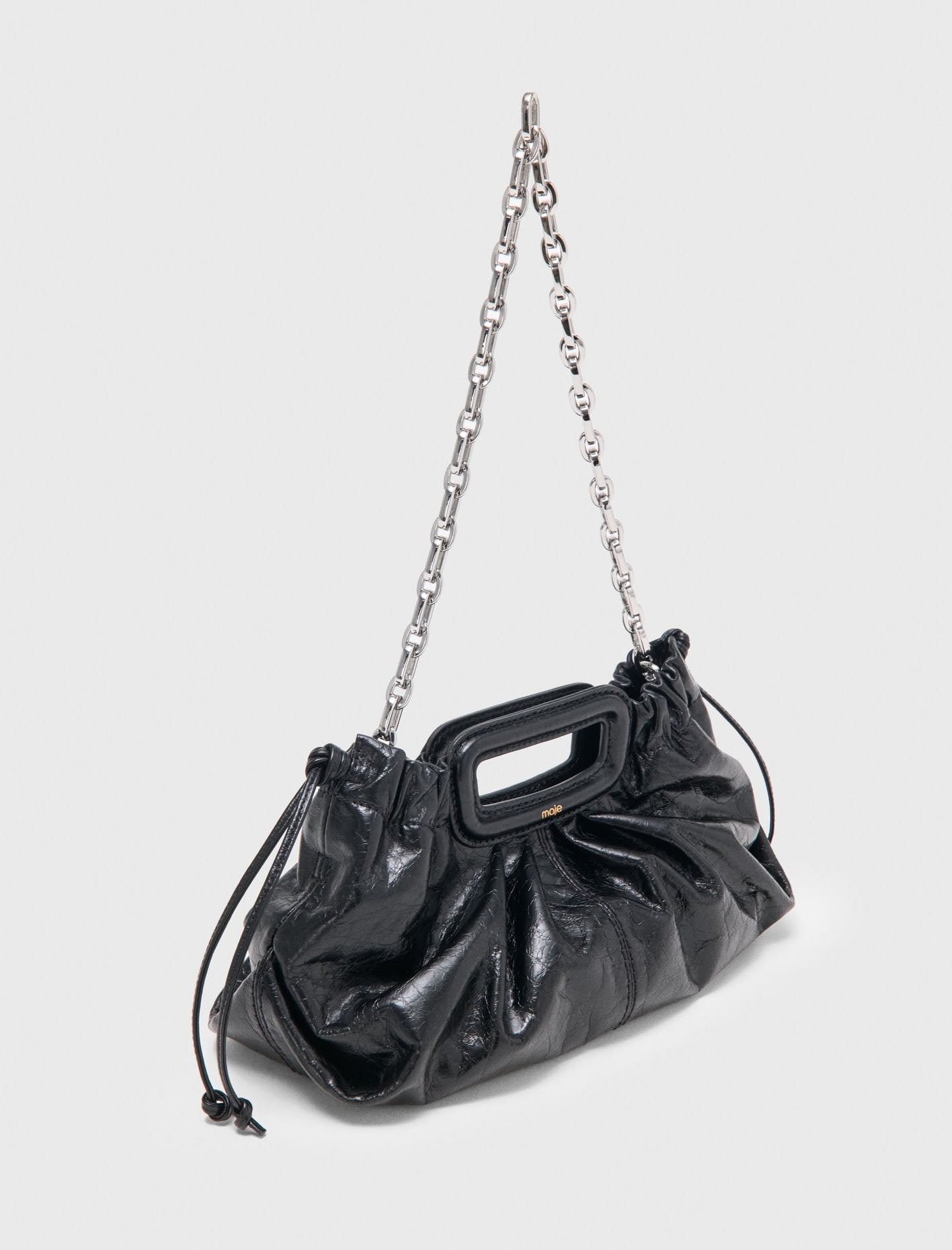 Crackled leather Milpli pouch Black