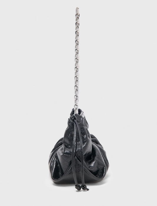 Crackled leather Milpli pouch Black