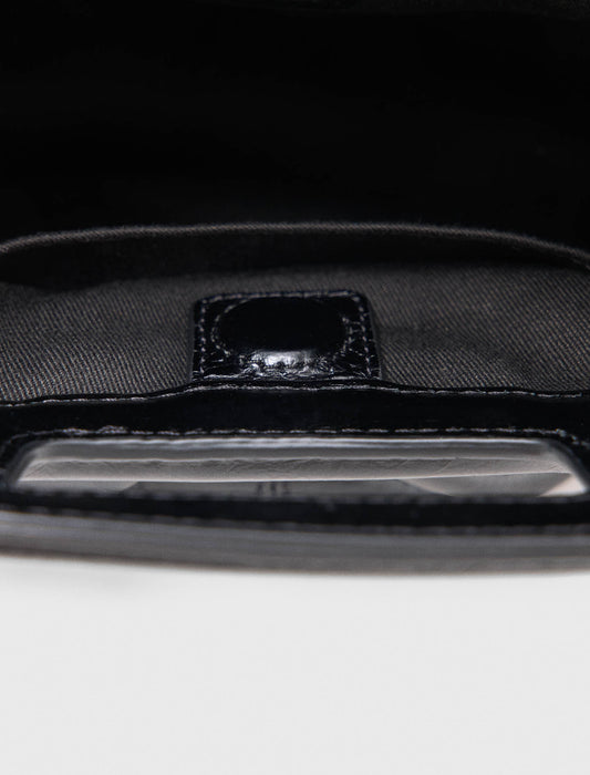 Crackled leather Milpli pouch Black