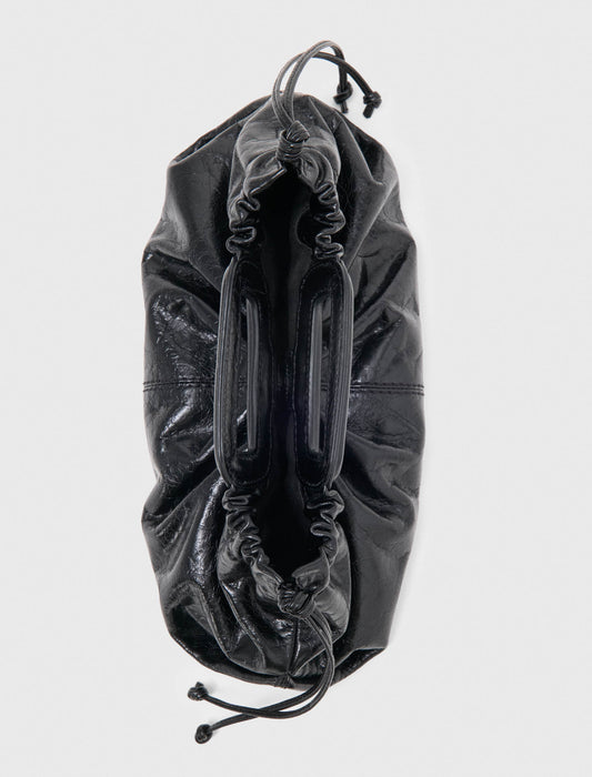 Crackled leather Milpli pouch Black