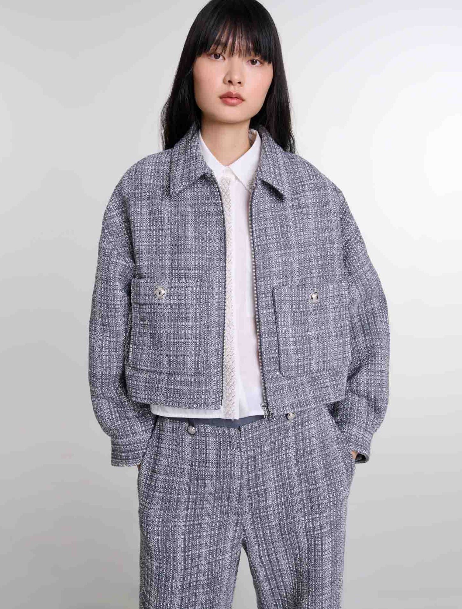 Grey-Short tweed jacket