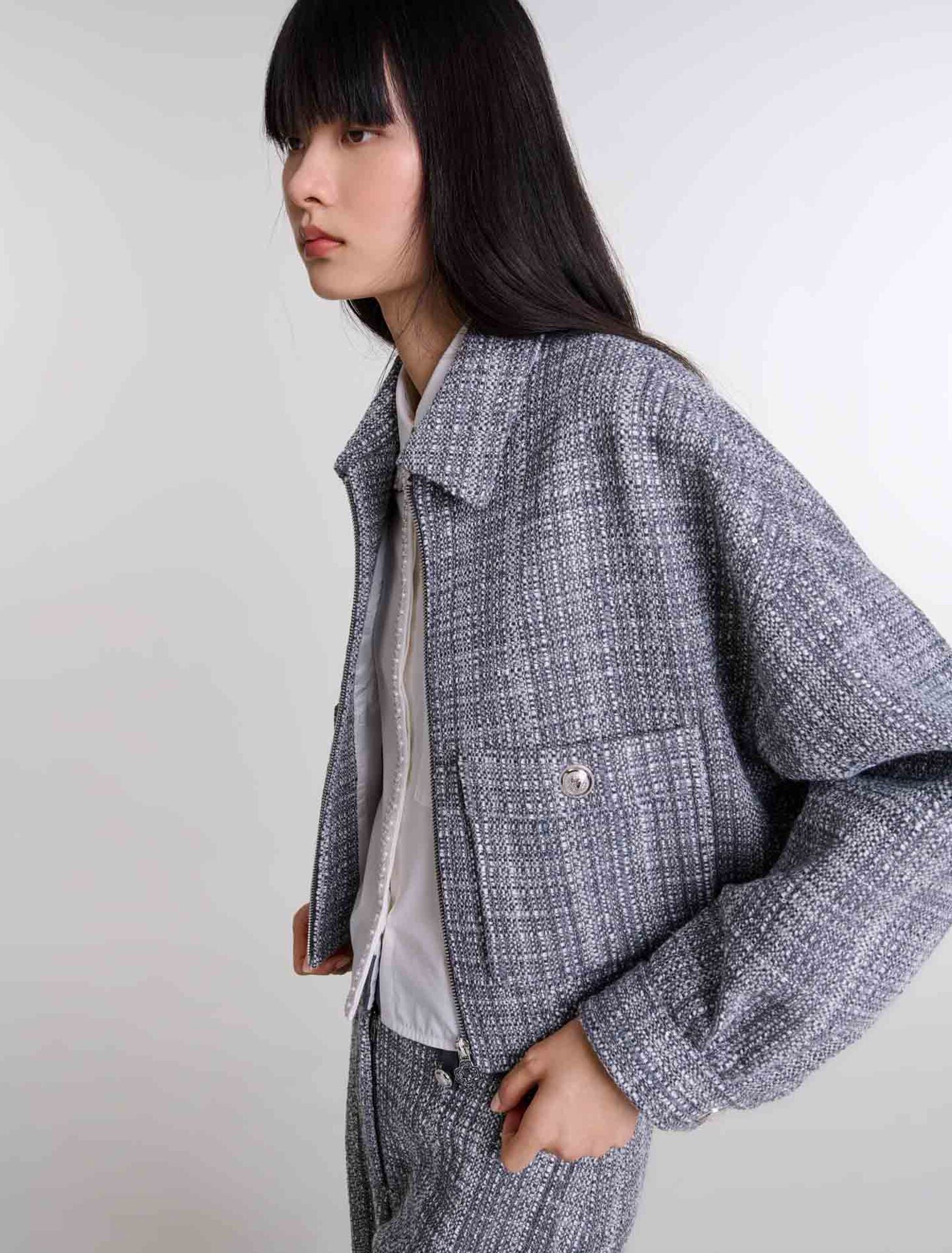 Grey-Short tweed jacket