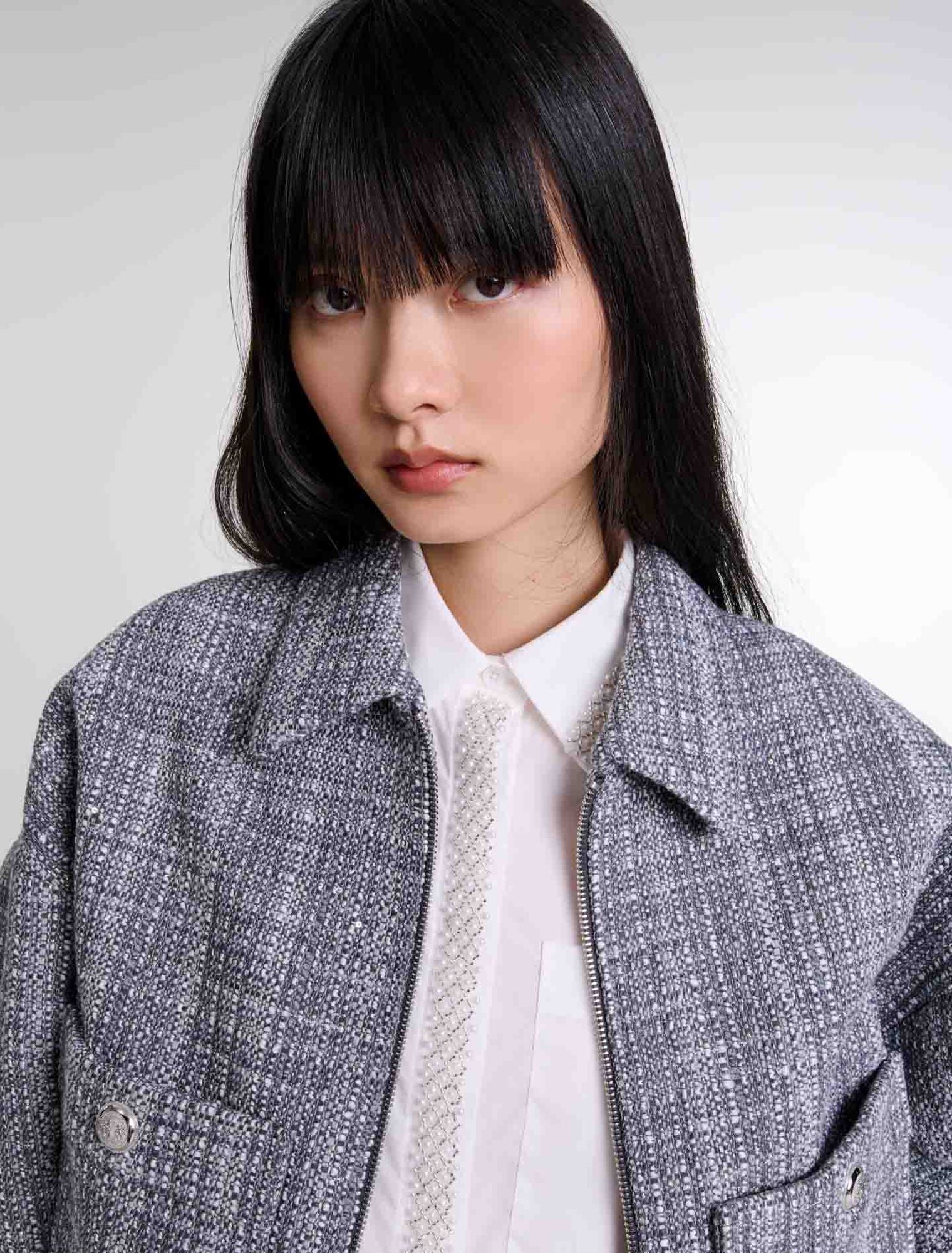 Grey-Short tweed jacket