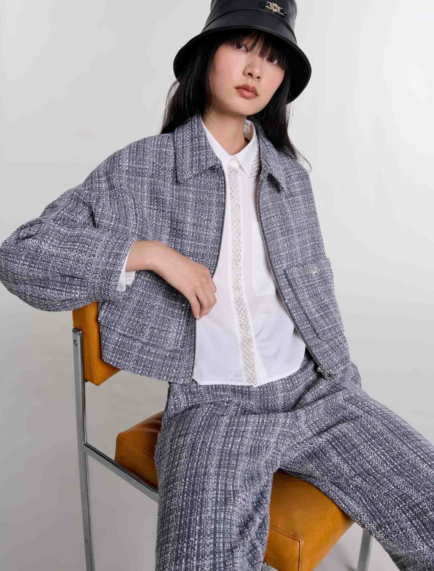 Grey-Short tweed jacket