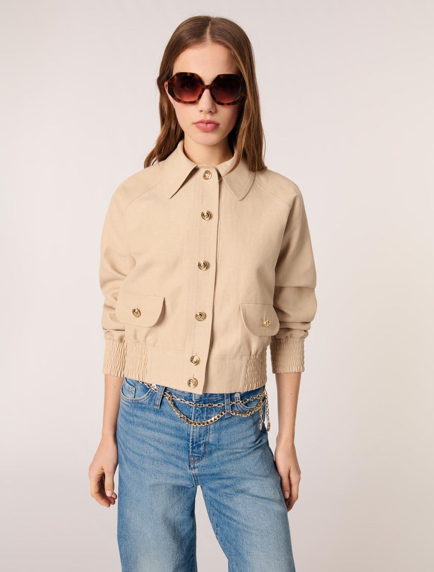 Beige-Short Jumper Jacket