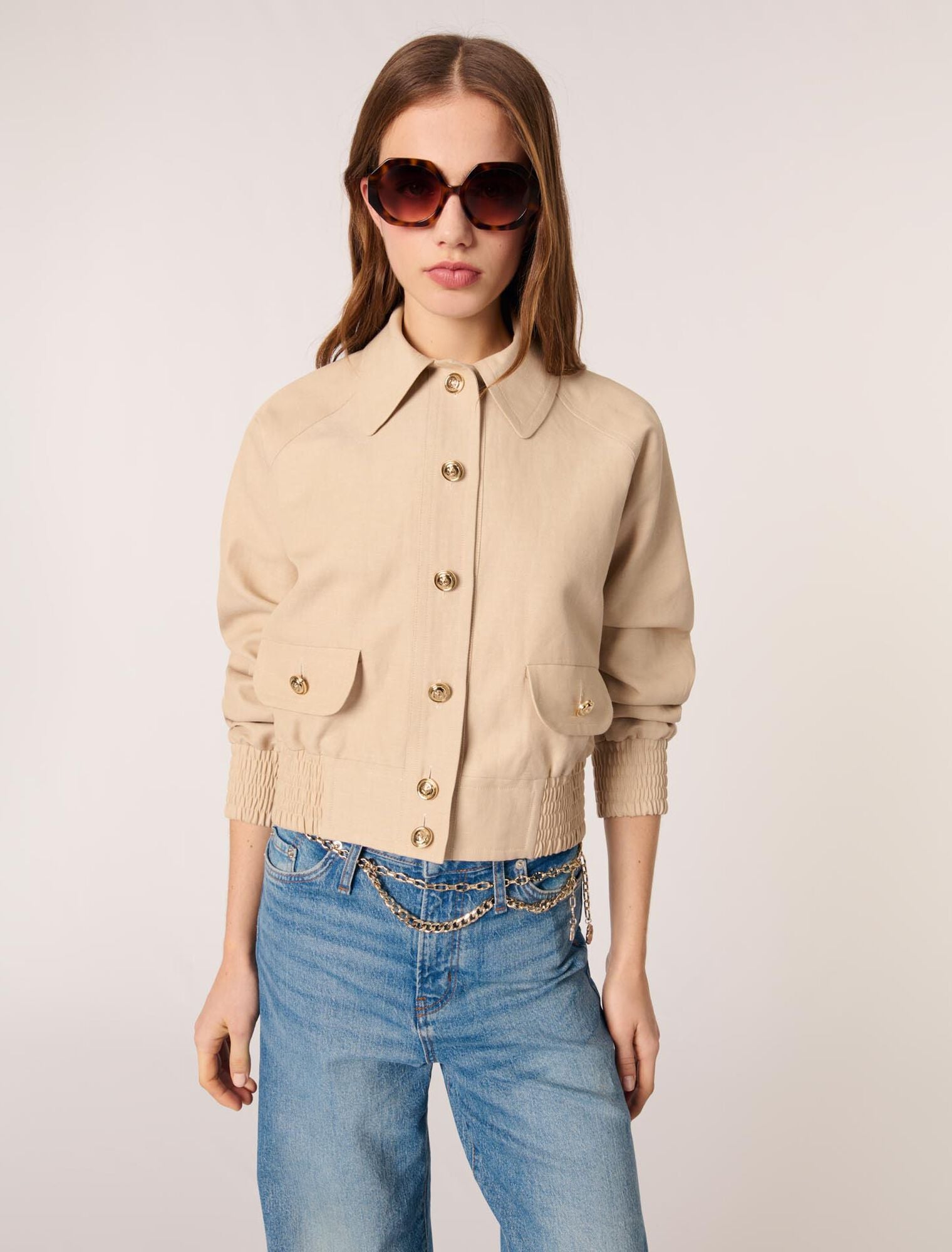 Beige-Short Jumper Jacket