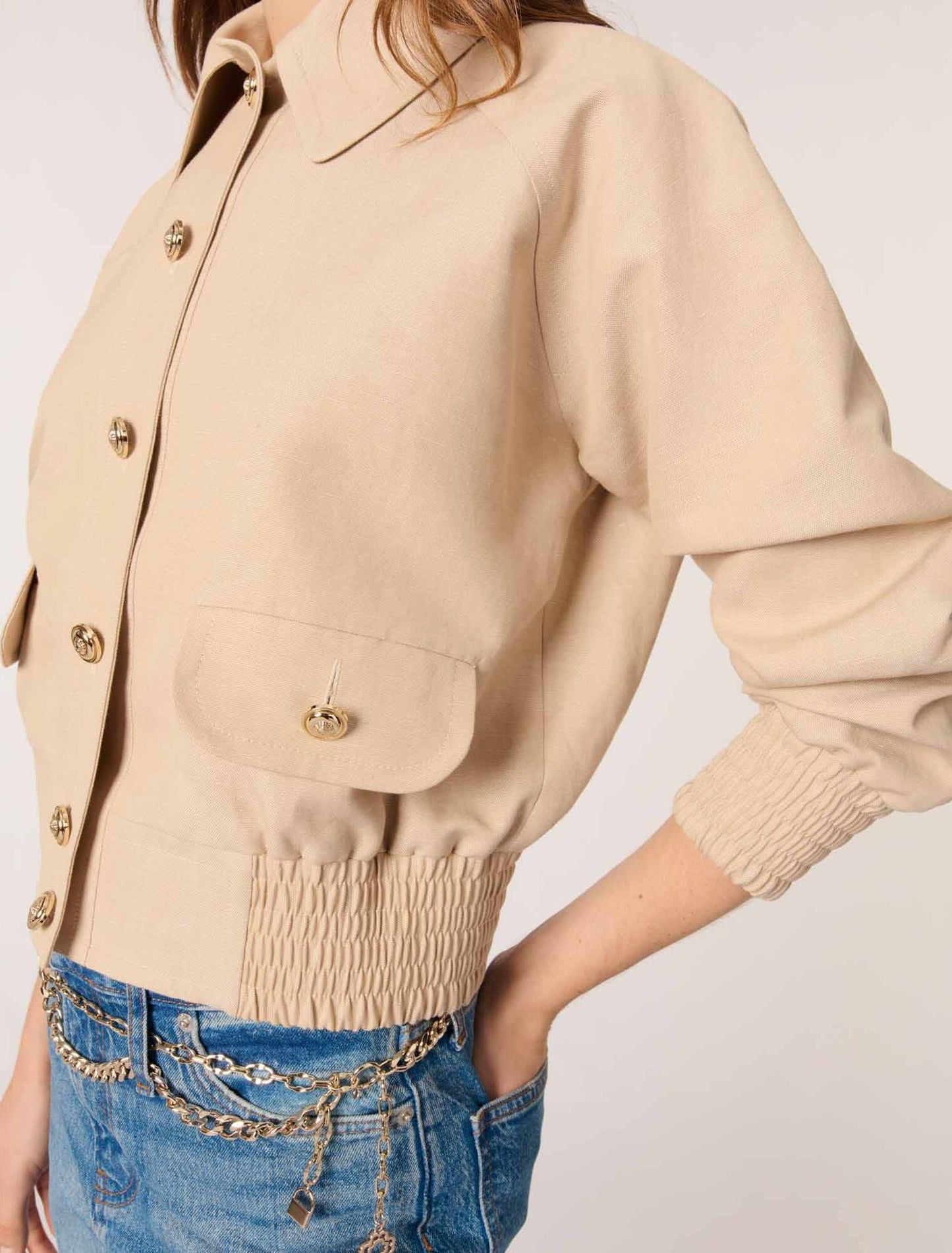 Beige-Short Jumper Jacket