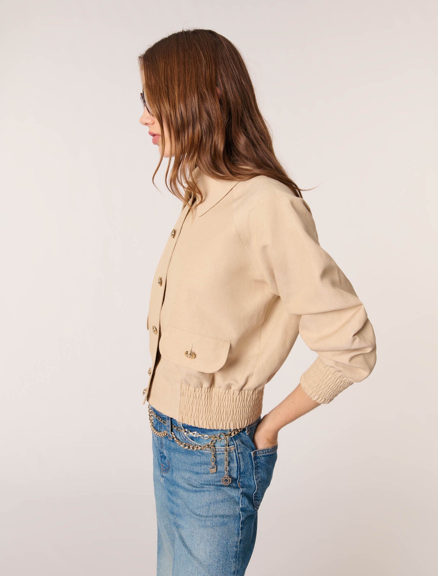 Beige-Short Jumper Jacket