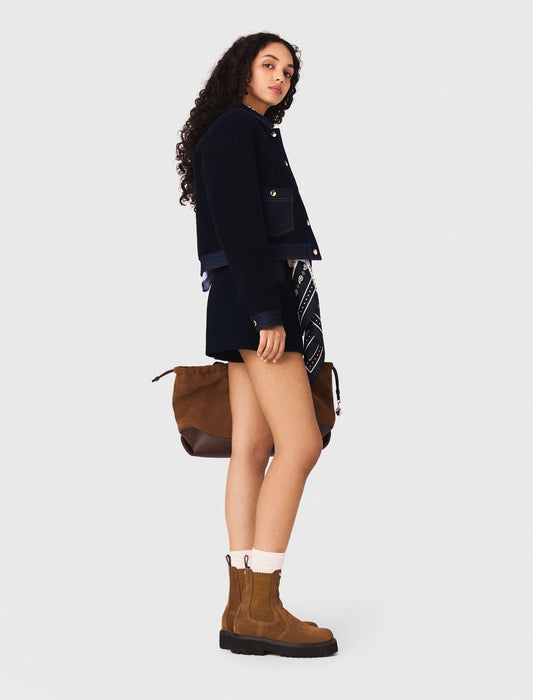 Denim-detail jacket NAVY