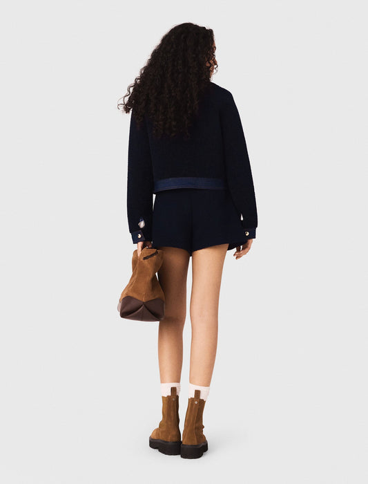 Denim-detail jacket NAVY