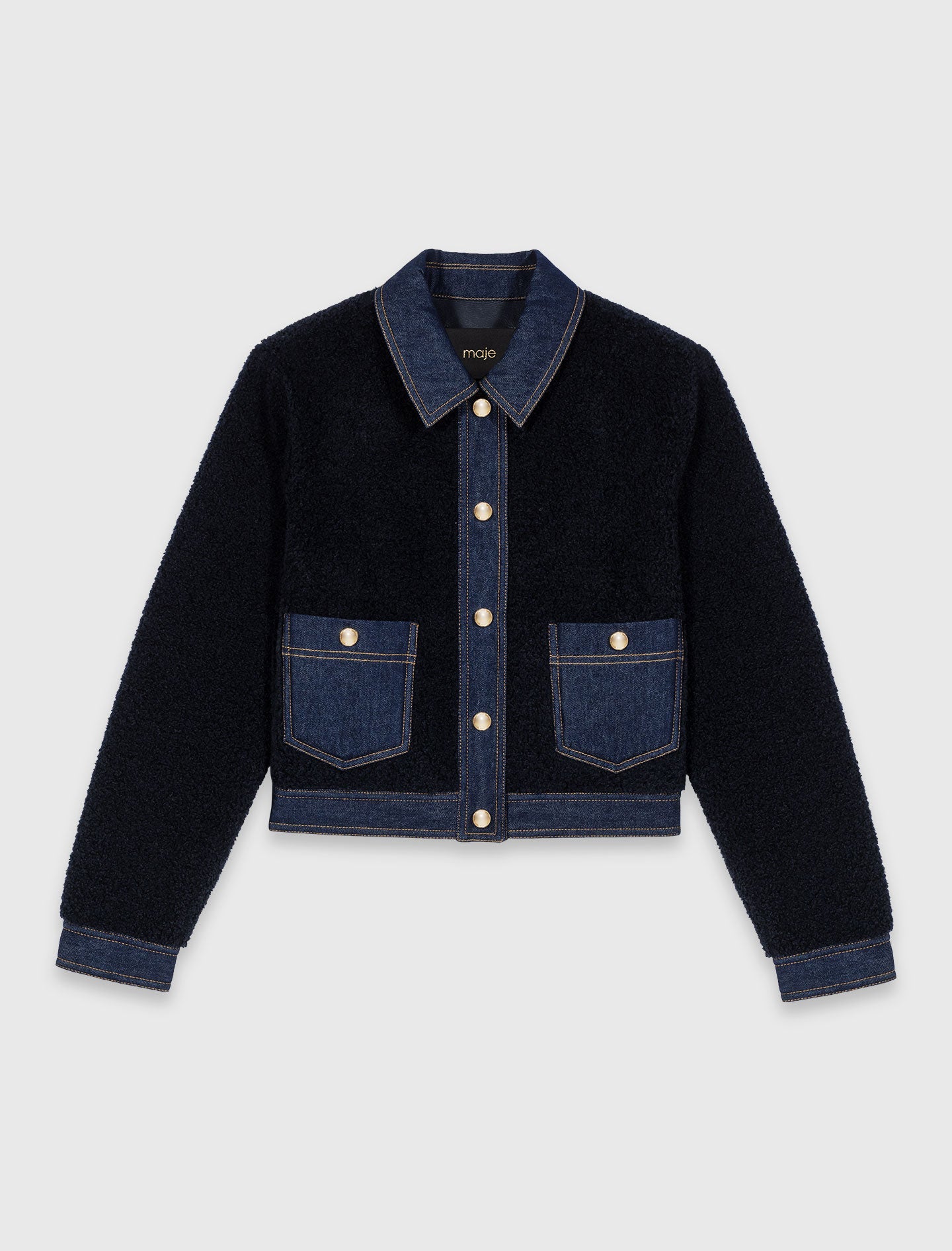 Denim-detail jacket NAVY