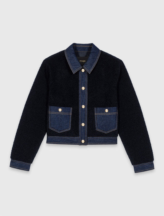 Denim-detail jacket NAVY