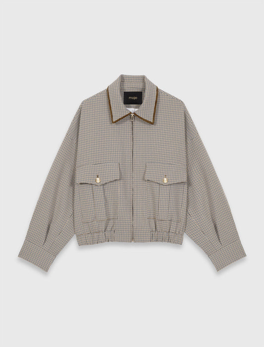 Checked Bomber Jacket BROWN CHECKS