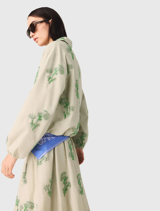 Embroidered Technical Bomber Jacket Beige