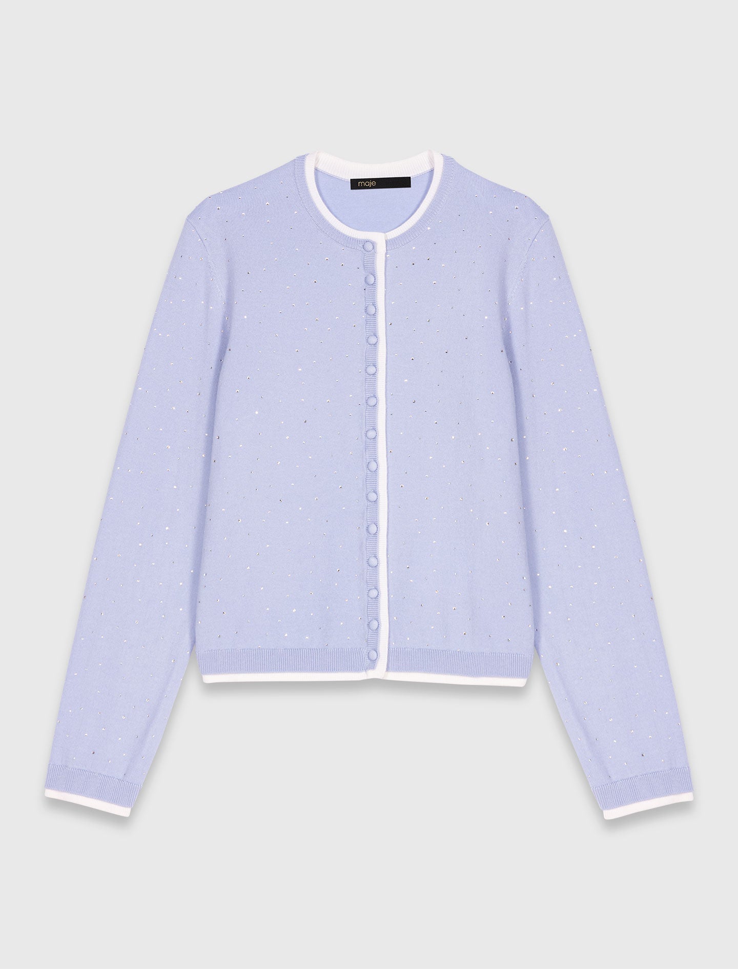 Knit cardigan with rhinestones