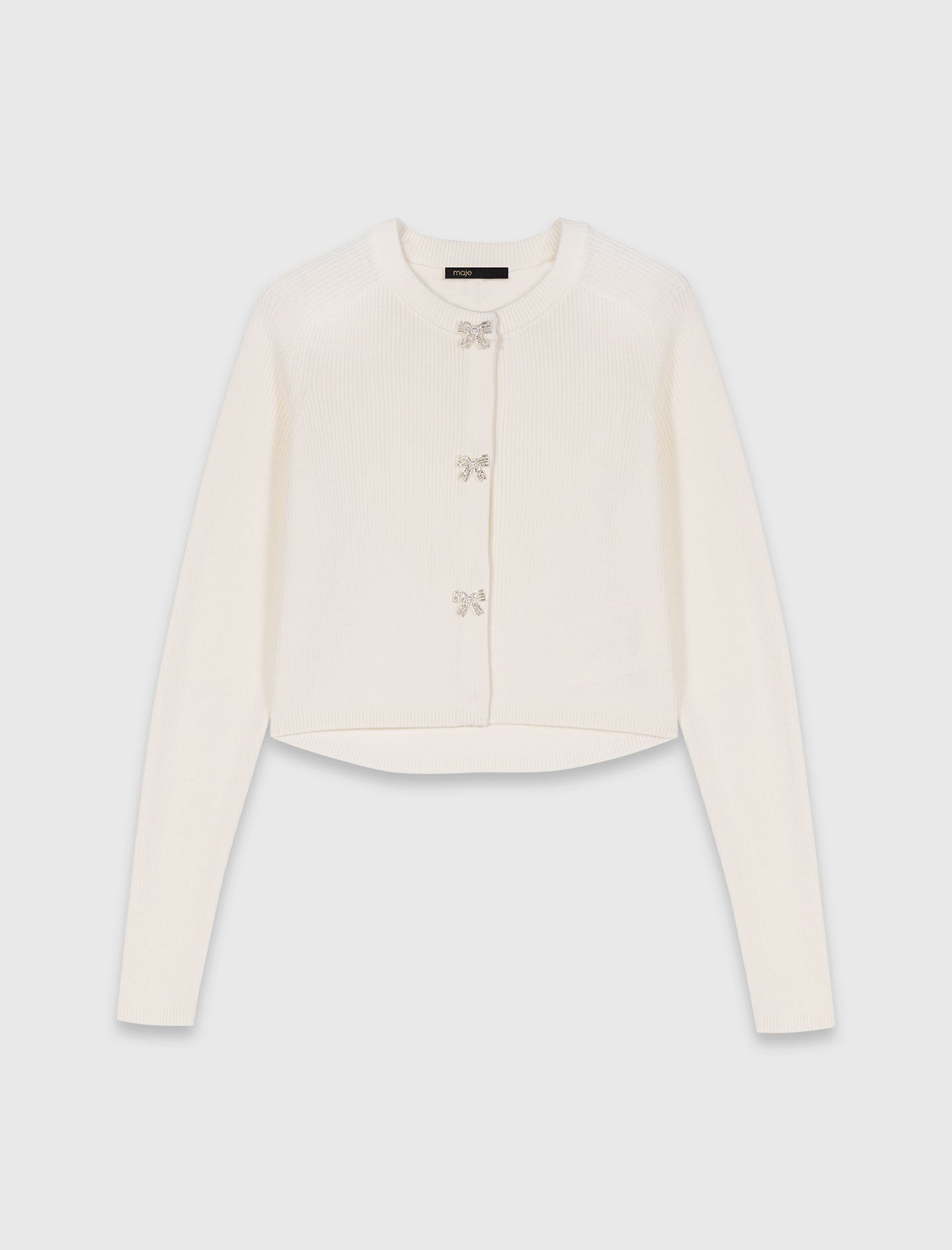 Bow Jewellery Button Cardigan Ecru