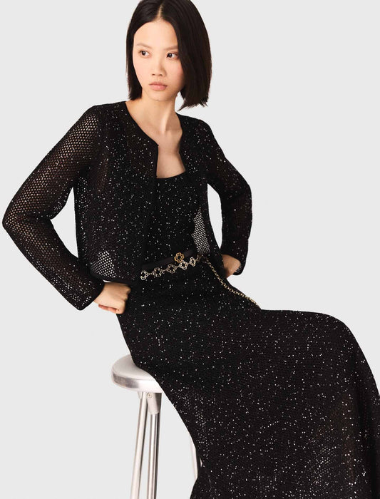 كارديغان سوداء مزينة بأحجار الراين