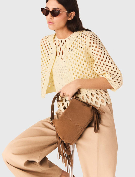 كارديغان كروشيه مزينة بأحجار الراين