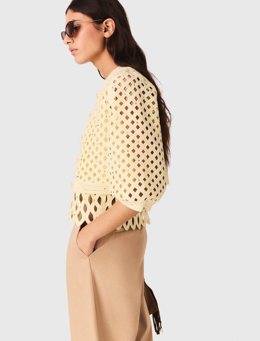 كارديغان كروشيه مزينة بأحجار الراين