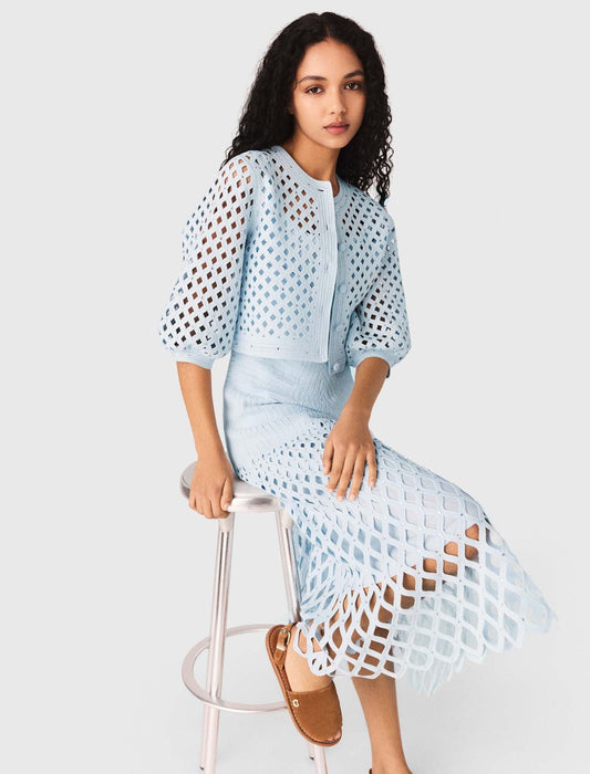 كارديغان كروشيه مزينة بأحجار الراين