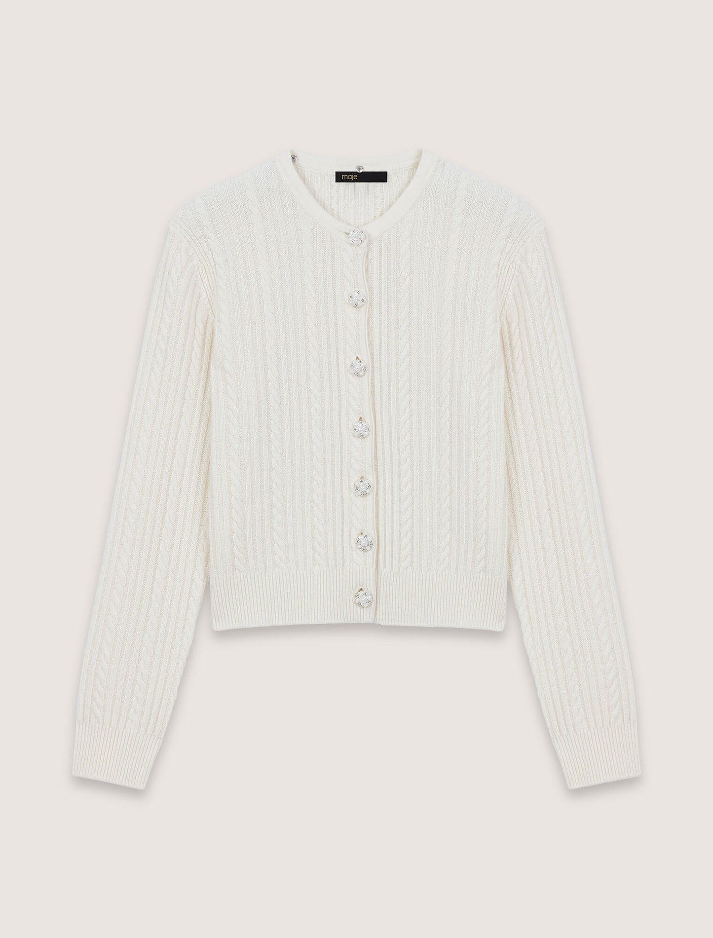 Knit cardigan with removable collar Ecru
