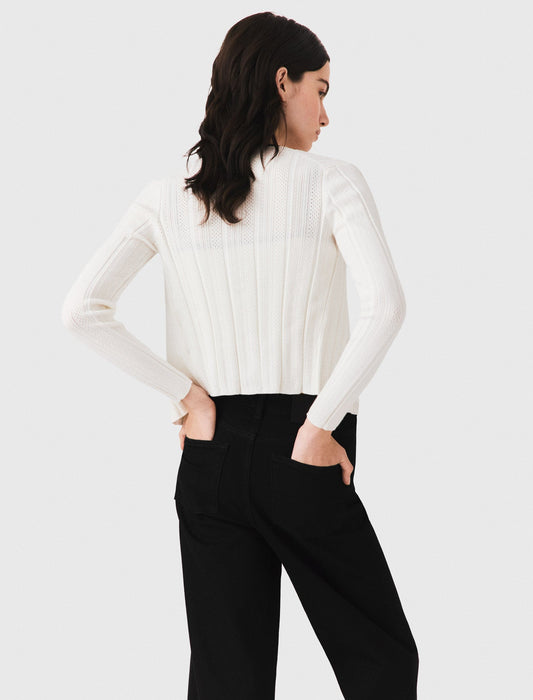 Pointelle knit twinset White