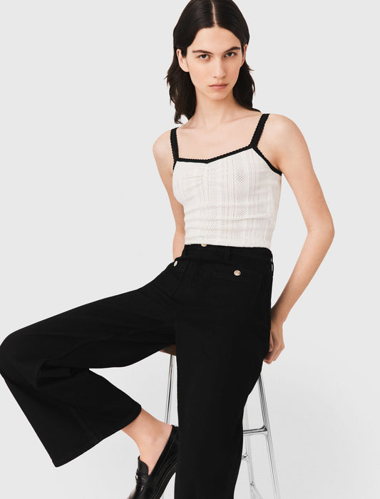 Pointelle knit twinset White