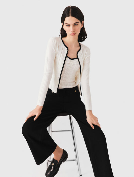 Pointelle knit twinset White