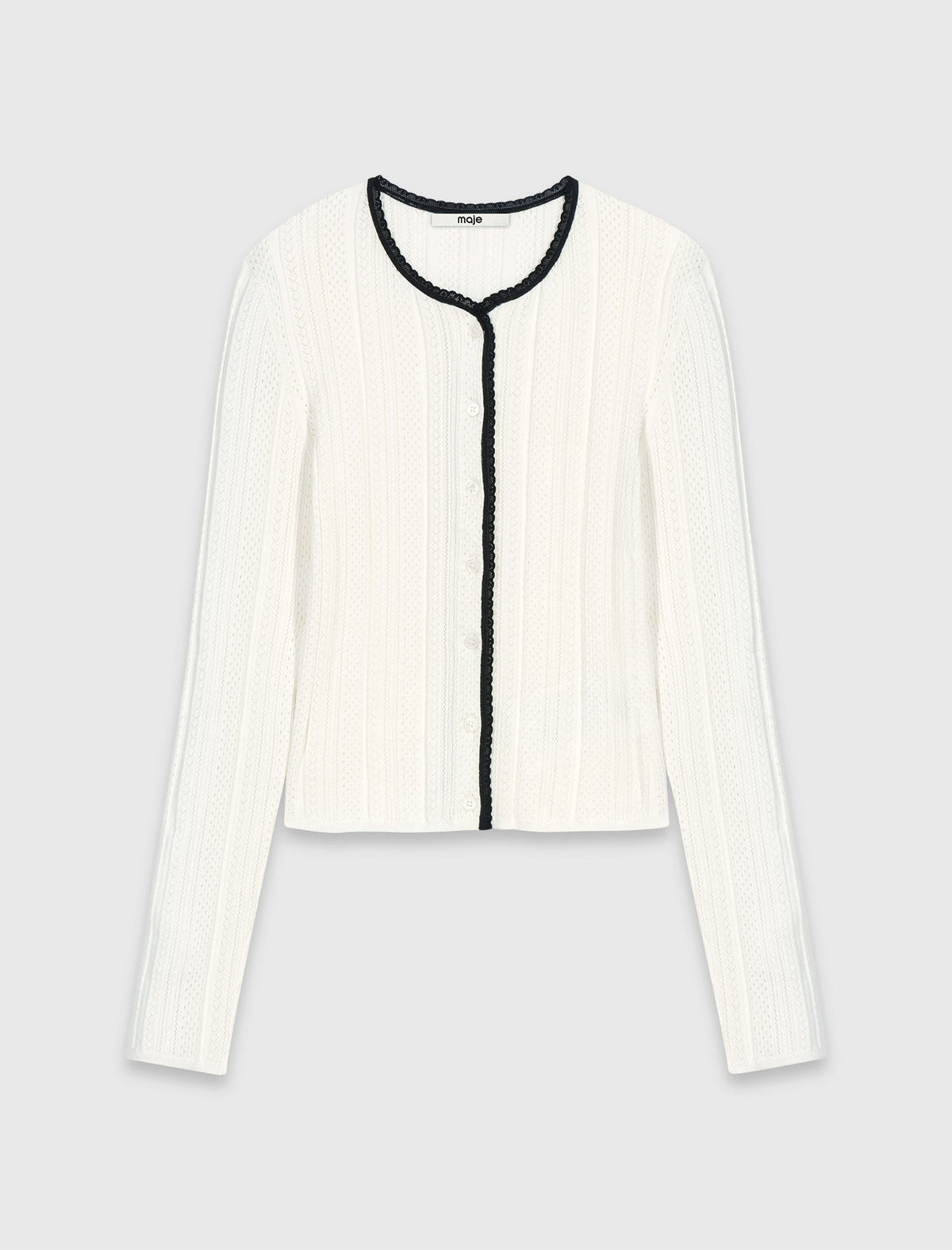 Pointelle knit twinset White