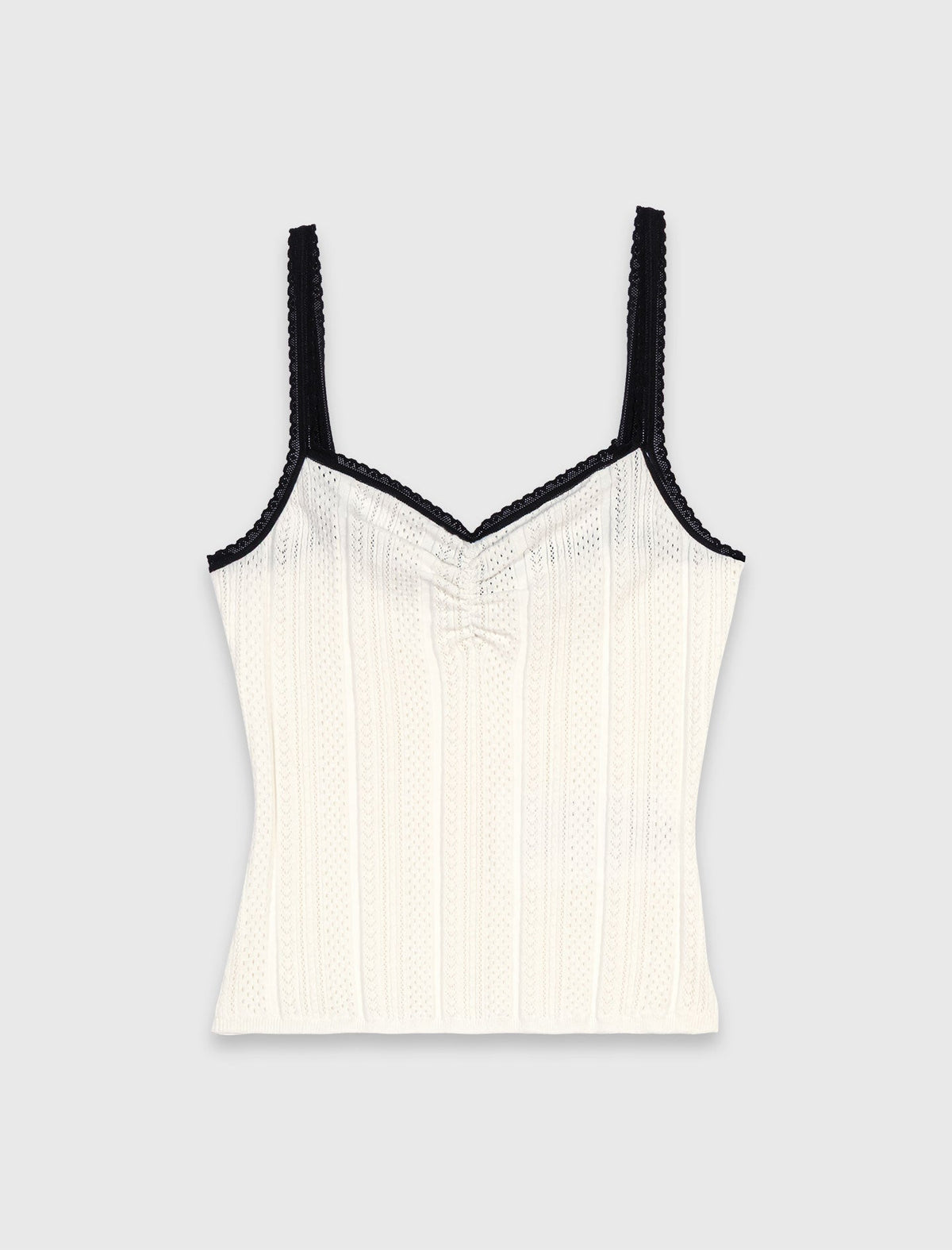 Pointelle knit twinset White