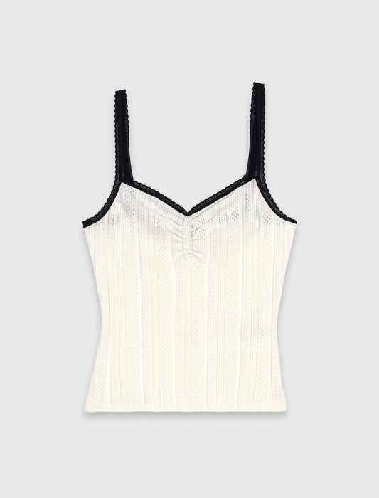 Pointelle knit twinset White