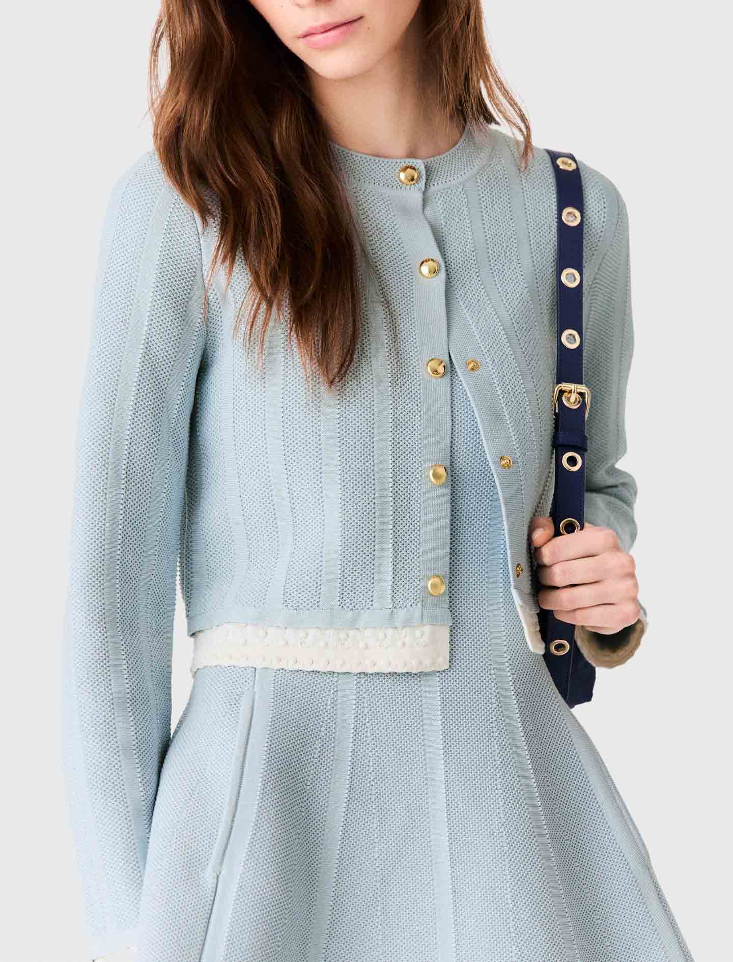 Cardigan with contrast band Light Blue