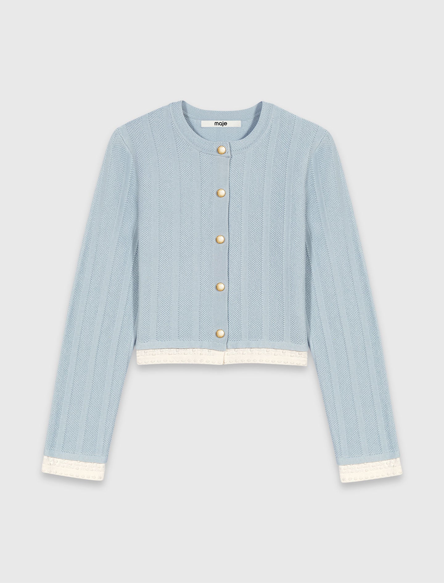 Cardigan with contrast band Light Blue