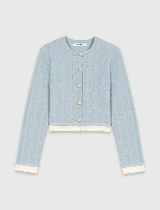 Cardigan with contrast band Light Blue