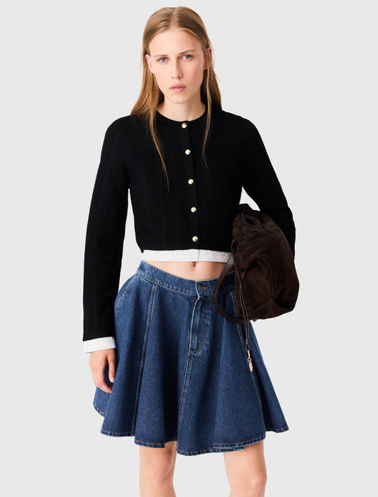 Cardigan with contrast band Black