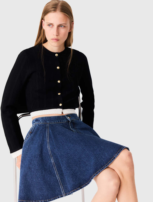 Cardigan with contrast band Black