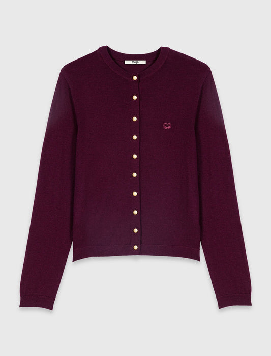 Cardigan with embroidered logo Eggplant