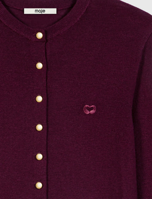 Cardigan with embroidered logo Eggplant