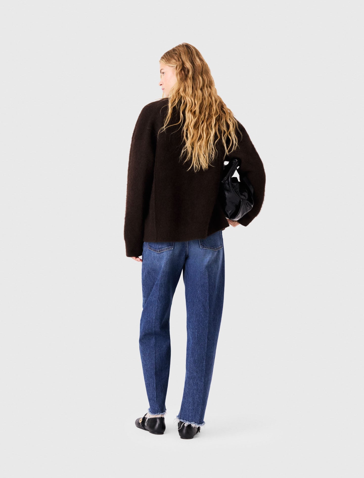 Long yak cardigan Dark Brown